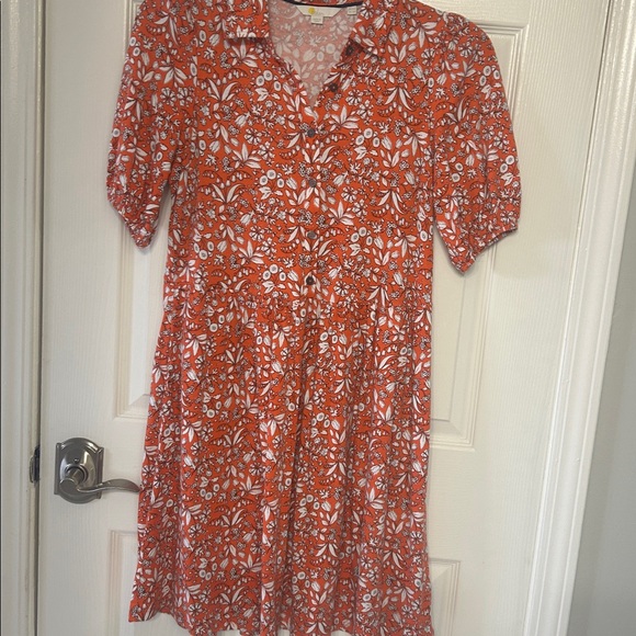 Boden Floral Print Mini Jersey Shirt Dress Short Sleeves Pockets Collar 8R - Picture 3 of 9